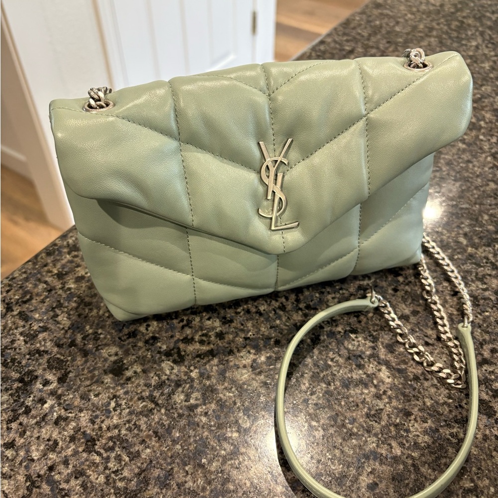 Yves Saint Laurent Green Crossbody Bag with Quilted Design